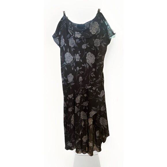 Wild Fable Dress XL Flowy Y2K Black Floral Midi Ruffles Whimsigoth Witchy.    Z - Picture 1 of 6